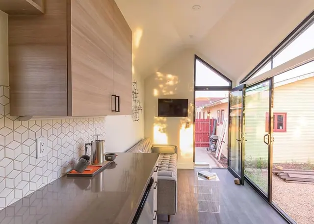 The Malibu tiny home interior kitchen California